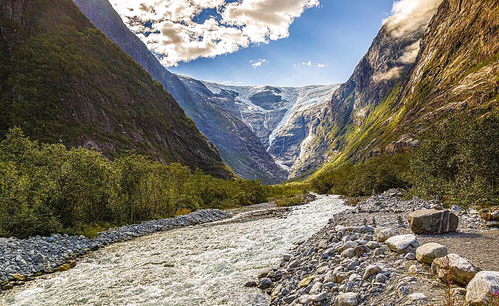 The Kjenndalsbreen Glacier in Stryn Municipality, Vestland, Norway, Europe