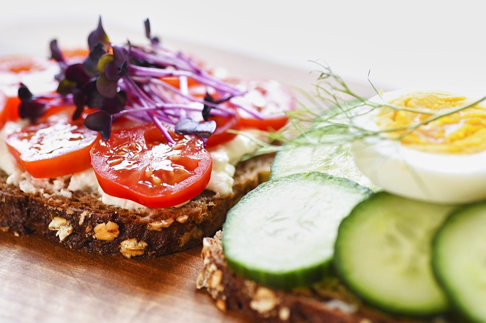 Swedish style brown bread with toppings