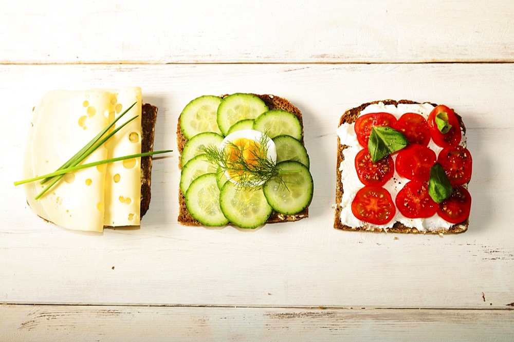 Swedish style brown bread with toppings