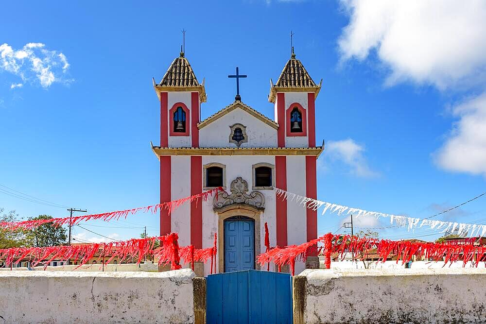 Old and simple colonial-style church in the small town of Lavras Novas, Ouro Preto district in Minas Gerais, Brasil