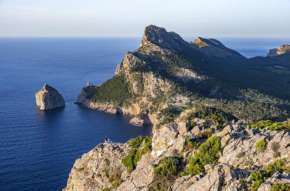 View of rocky cliffs and sea, Cap Formentor, coastal landscape, Pollenca, Majorca, Balearic Islands, Spain, Europe