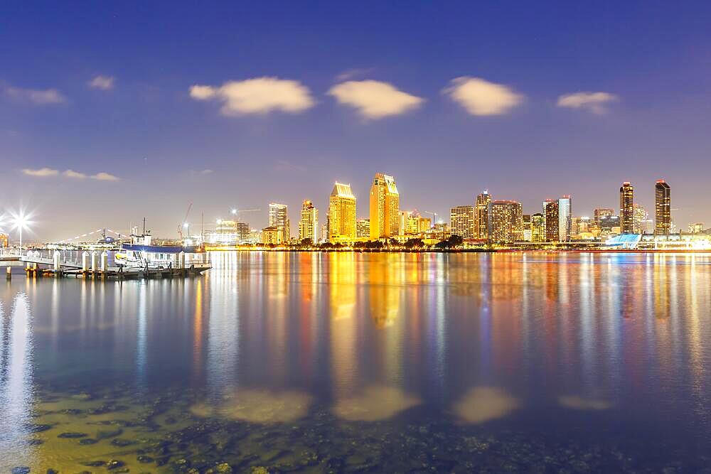 Downtown San Diego skyline with water in California in San Diego, USA, North America