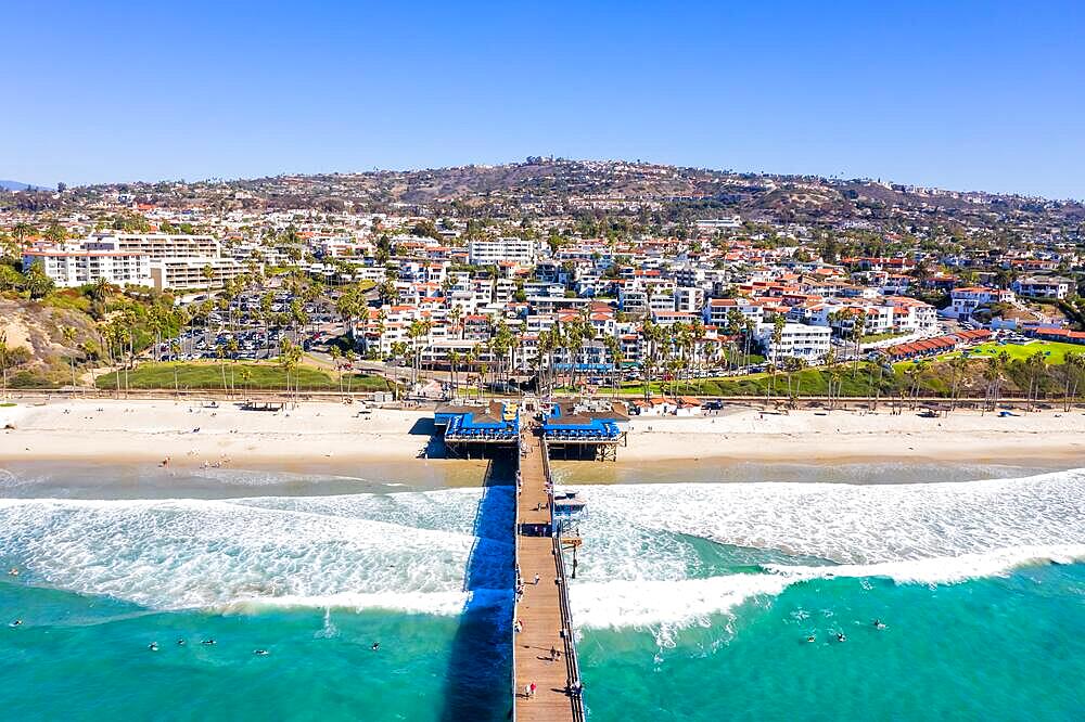 Aerial View of Pier and Beach with Sea Vacation in California San Clemente, USA, North America