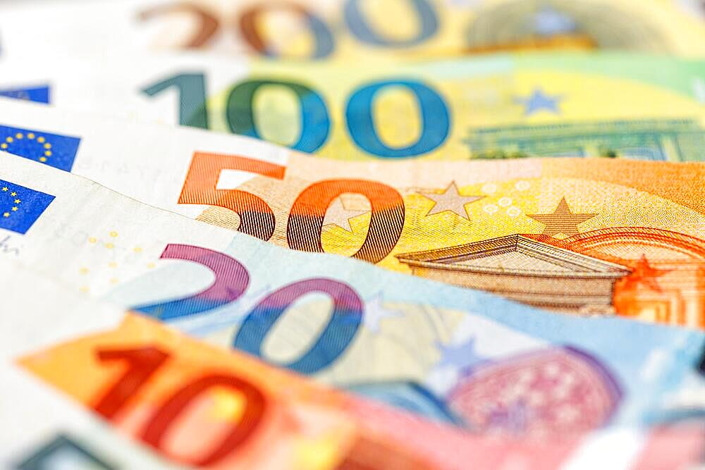 Euro banknotes save money finances background pay pay banknotes in Stuttgart, Germany, Europe