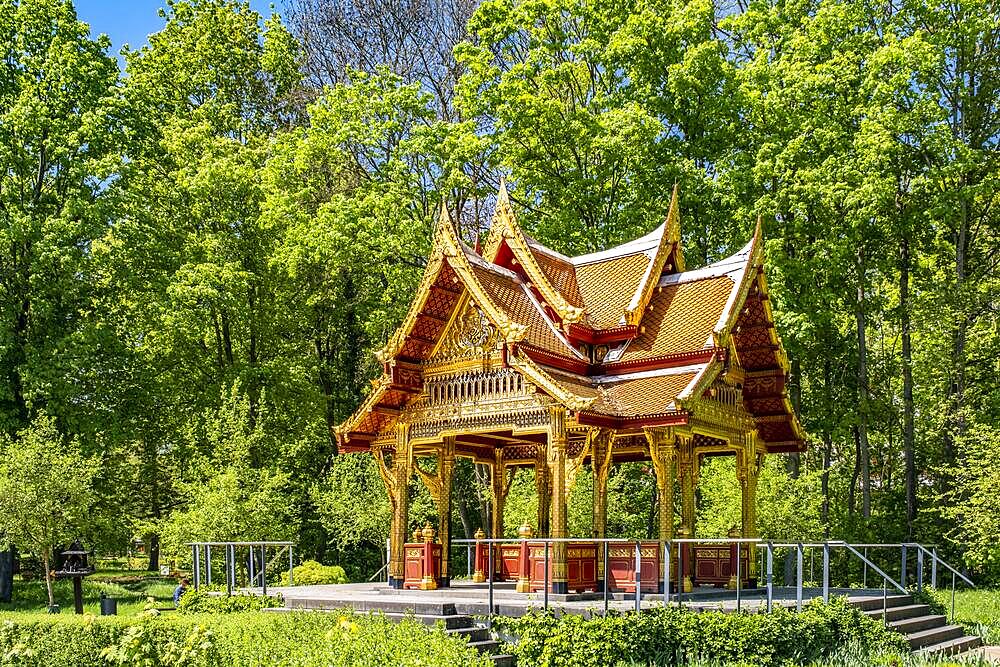 Siamese Temple Sala-Thai II in the spa gardens of Bad Homburg vor der Hoehe, Hesse, Germany, Europe