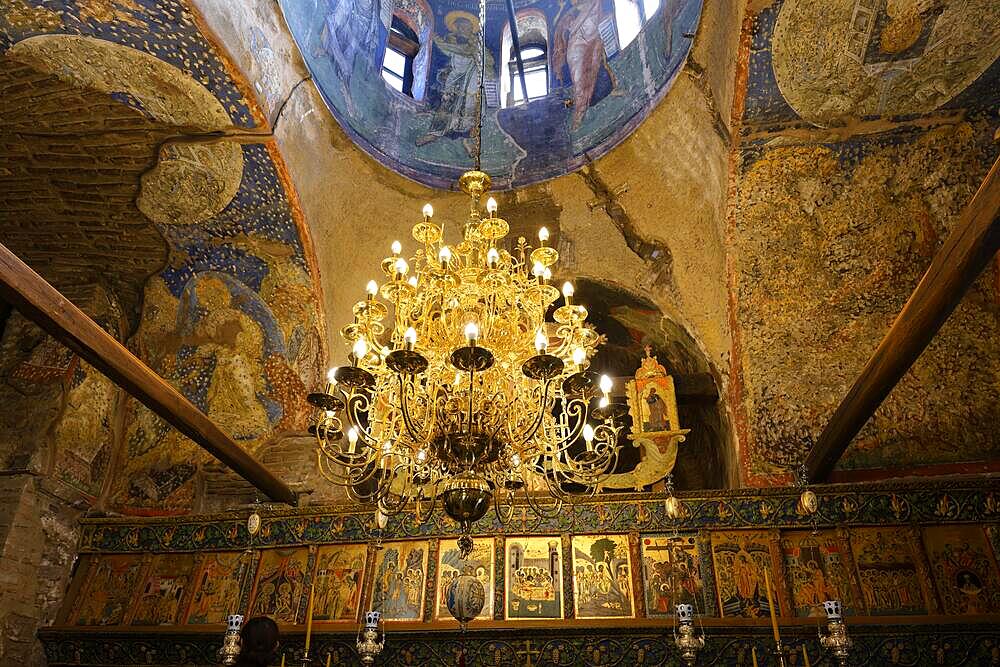 Vlatadon Monastery, Chandelier, Interior View, Agios Pavlos, Thessaloniki, Greece, Europe