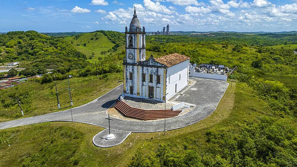 Aerial of Bom Jesus dos Navegantes church, Laranjeiras, Sergipe, Brazil, South America