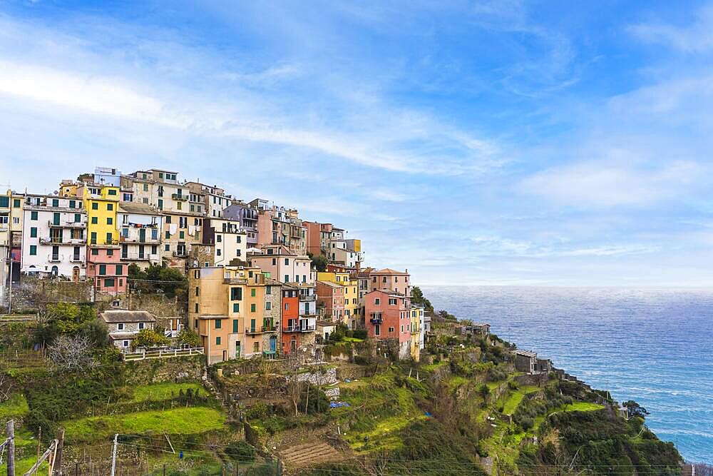 Scenic view of Coniglia village located in Cinque Terre, Italy, Europe