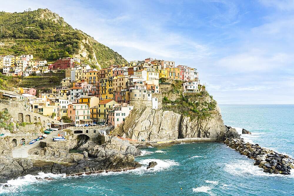 View of Manarola village in Cinque Terre, Liguria, Italy, Europe