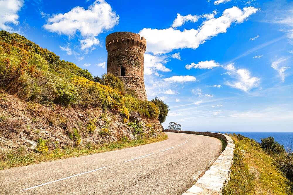 Genoese Tower at Cap Corse, Corsica, France, Europe