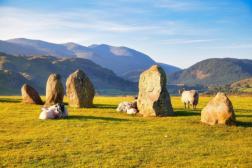 The Neolithic Castlerigg Stone Circle dating from around 3000 BC, near Keswick, Lake District National Park, UNESCO World Heritage Site, Cumbria, England, United Kingdom, Europe