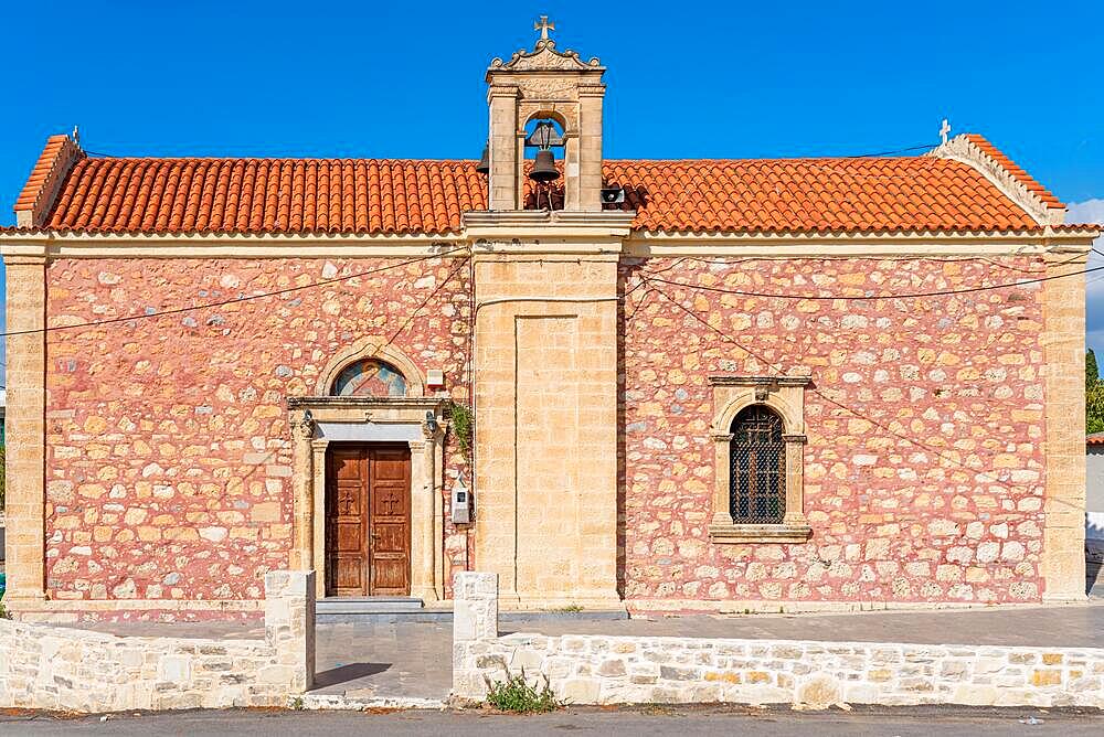 Old greek orthodox village church in Apesokari in the Messara plain on Crete. The village is also known of its archaeological site of an ancient Minoan cemetery