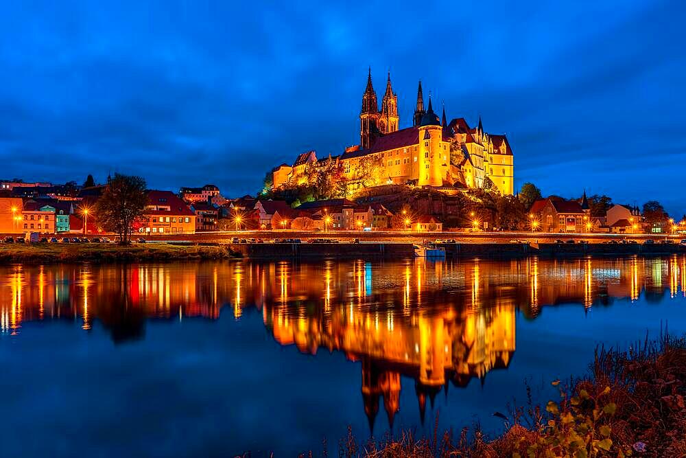 Panoramic view of Albrechtsburg and Cathedral Meissen, Germany, Europe