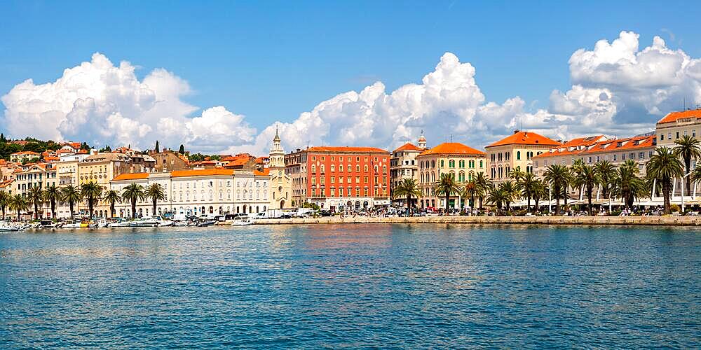 Promenade at the Old Town on the Mediterranean Sea Vacation Panorama in Split, Croatia, Europe