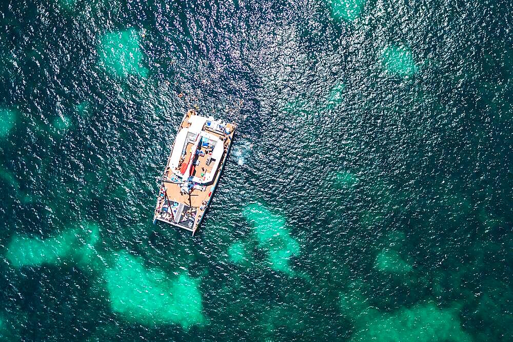 Aerial view on the catamaran