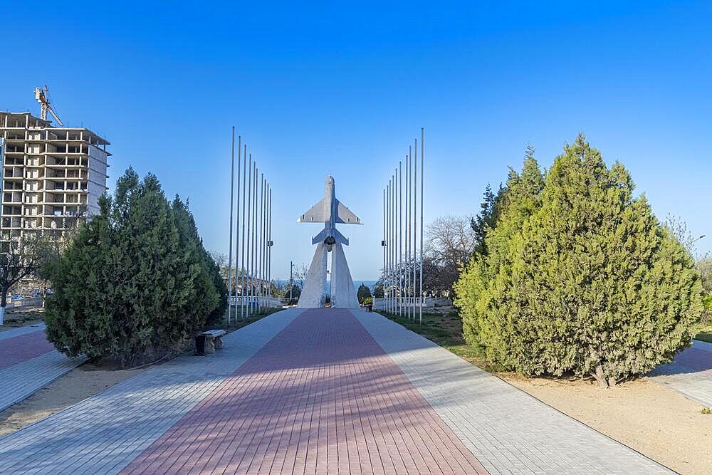 MIG monument, Aktau, Caspian sea, Kazakhstan, Asia