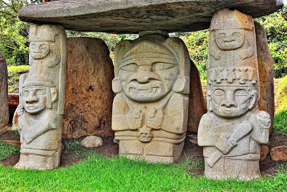 Republic of Colombia, San Augustin, Departamento Huila, archaeological site, prehistoric figures and statues carved from lava and basalt, Colombia, South America