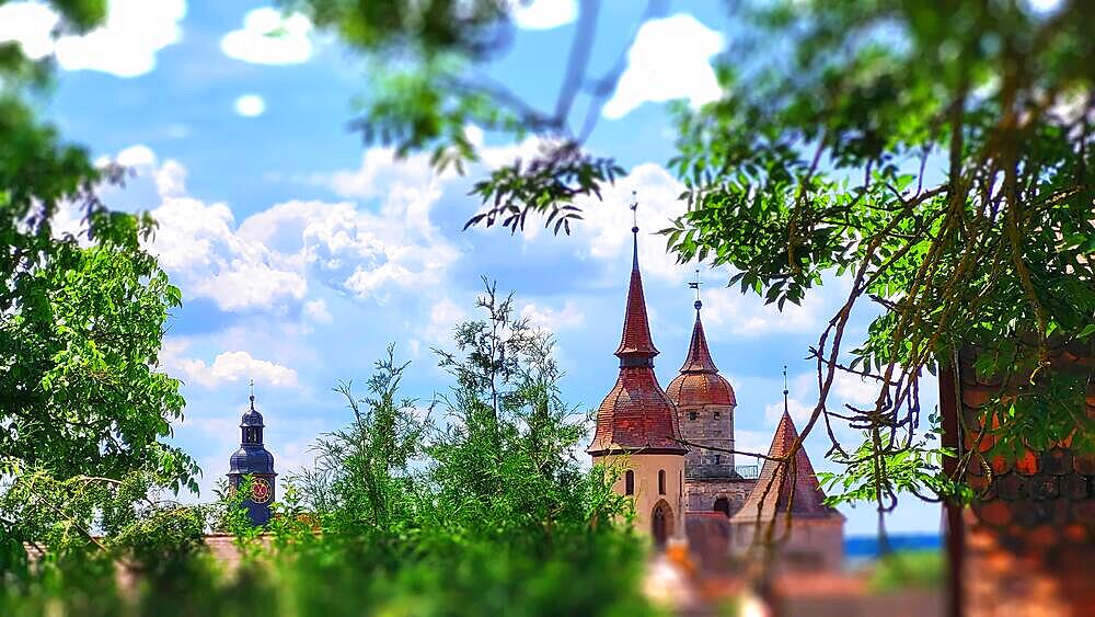 The collegiate church is a sight in the historic centre of the old town. Feuchtwangen, Franconia, Bavaria, Germany, Europe