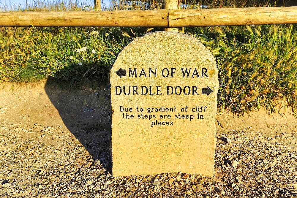 Signposts to Man of War and Durdle Door, Coastal Path, Long Distance Footpath, Dorset, England, United Kingdom, Europe