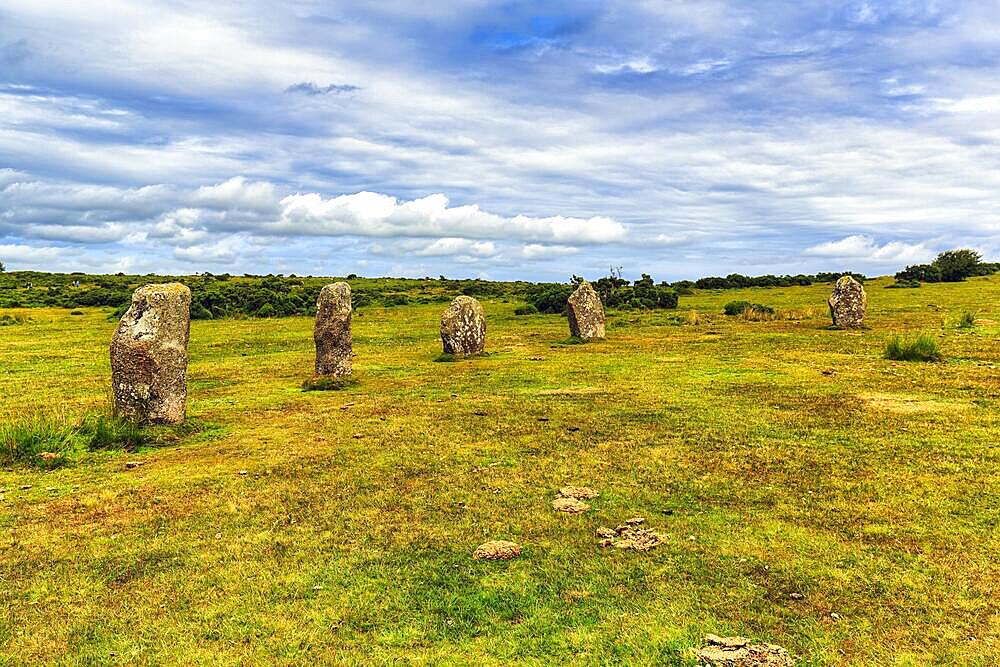 The Hurlers, Menhirs, Megaliths, Bronze Age Stone Circles, Minions, Bodmin Moor, Cornwall, England, Great Britain