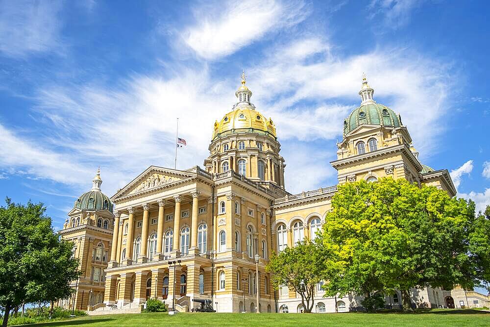 July 19, 2020, Des Moines, Iowa, USA: The Iowa State Capitol is the state capitol building of the U.S. state of Iowa