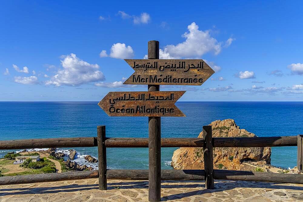 The meeting point of the Mediterranean and the Atlantic Ocean with the Cape Spartel Tangier, Morocco, Africa