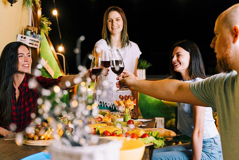 People toasting wine party