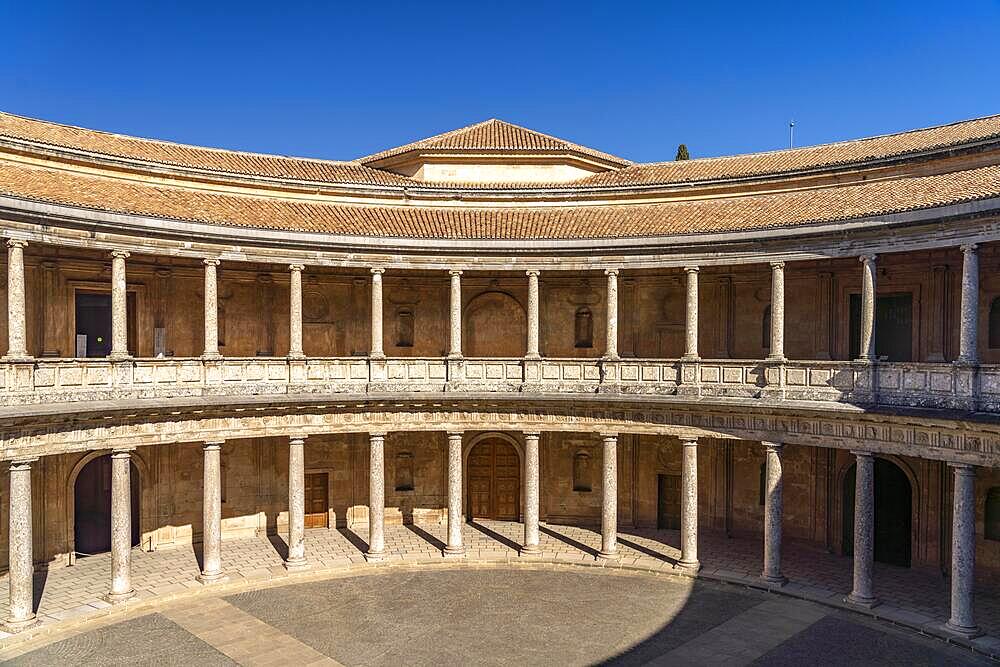 Courtyard of the Palace of Charles V, Alhambra World Heritage Site in Granada, Andalusia, Spain, Europe