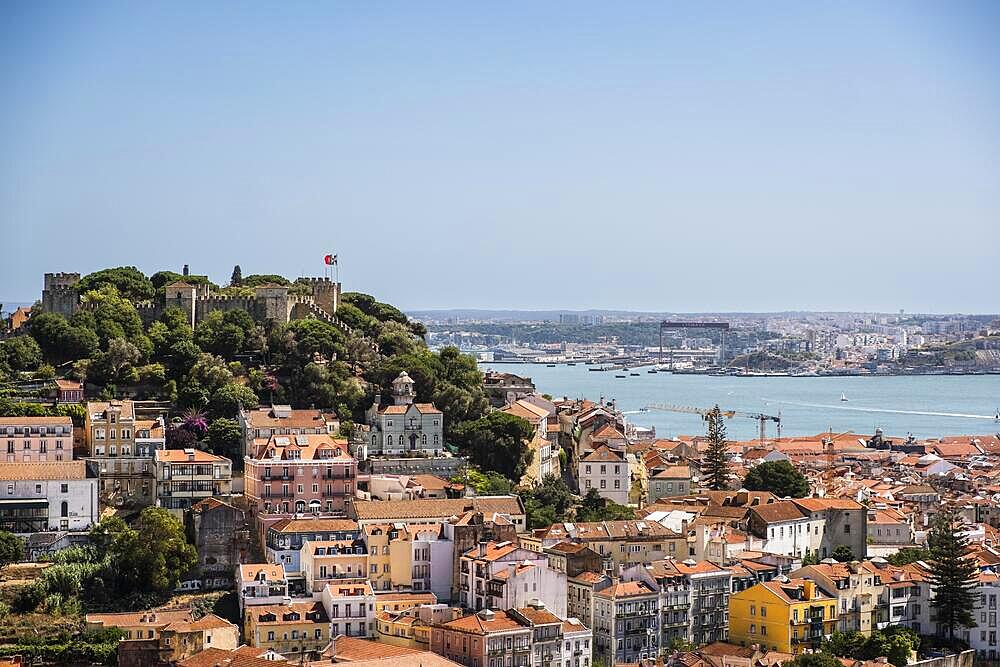 View of the fortress Castelo de Sao Jorge, Lisbon, Portugal, Europe