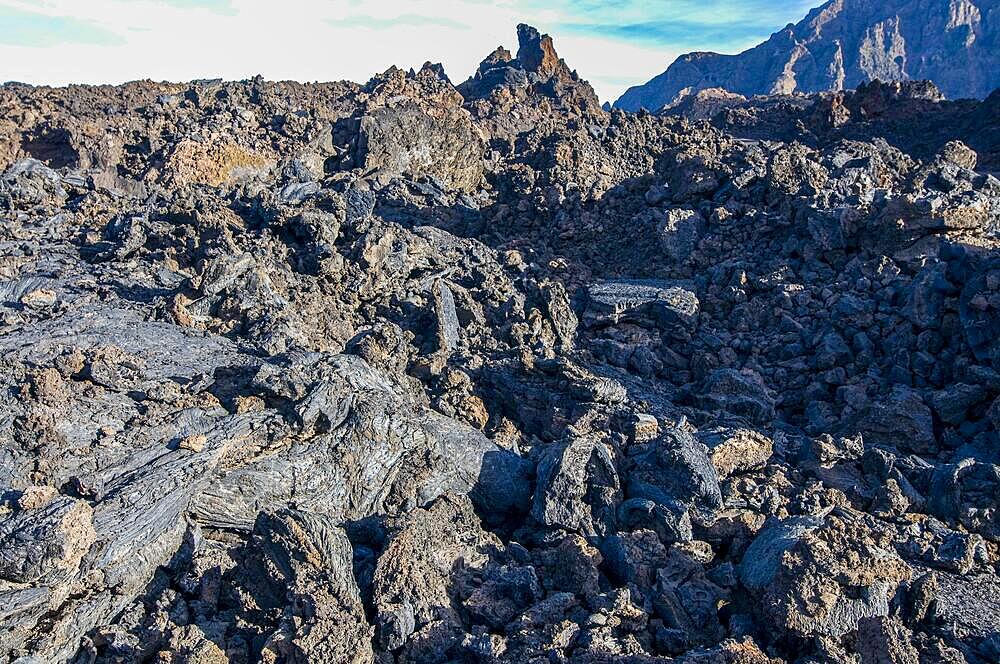 Cold lava of vulcano on Fogo. Cabo Verde. Africa