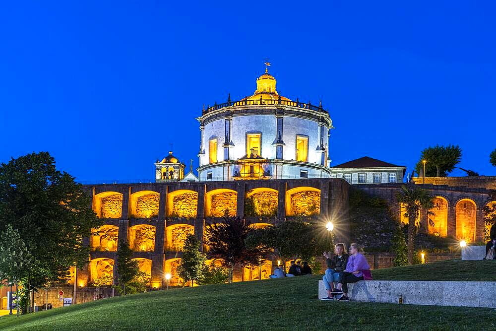 Mosteiro da Serra do Pilar Monastery at dusk, Vila Nova de Gaia, Portugal, Europe