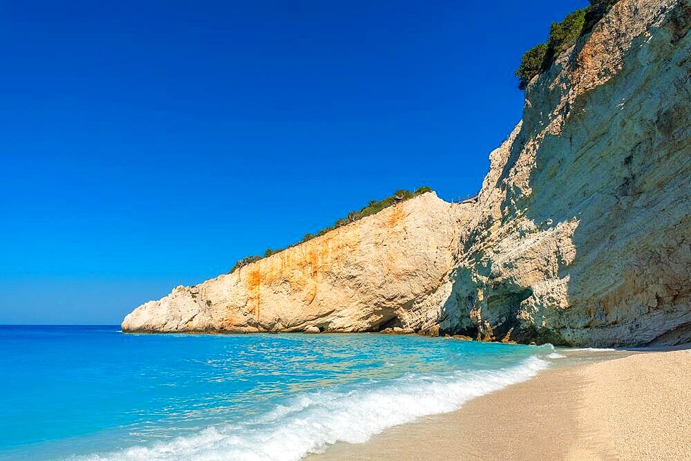 Porto Katsiki beach on Lefkada island in summer without people, Greece, Europe