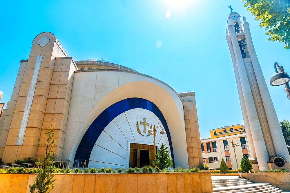 Exterior of the Orthodox Cathedral of the Resurrection of Christ near Skanderbeg Square in Tirana. Albania