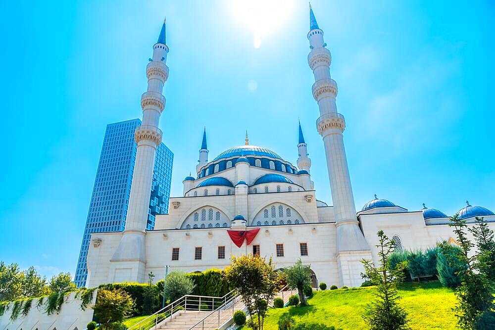 The impressive Namazgah Mosque Tirana near Skanderbeg Square in Tirana. Albania