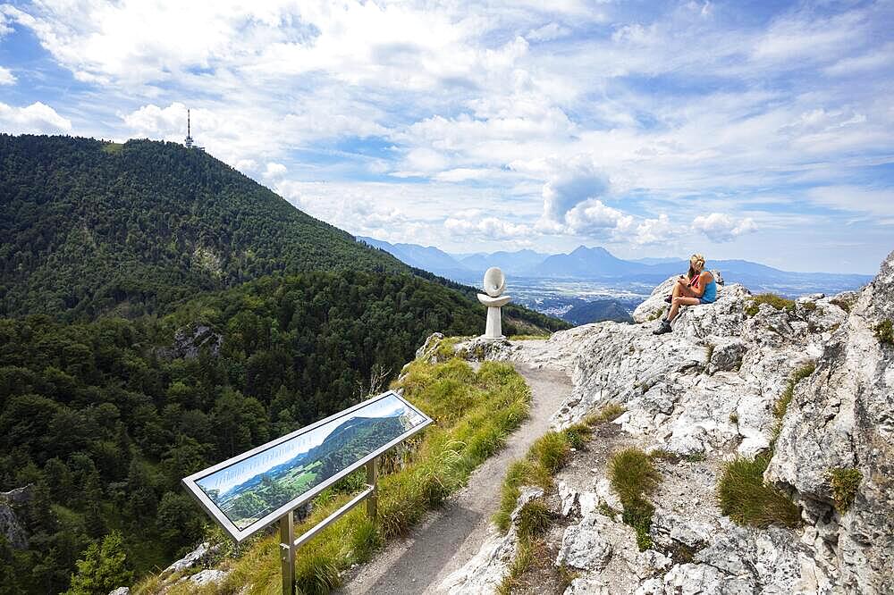 View from the summit of Nockstein to Gaisberg, Osterhorngruppe, Flachgau, Land Salzburg, Austria, Europe