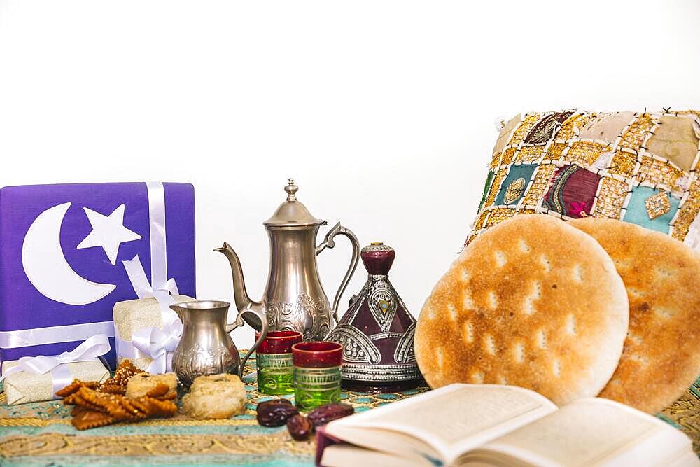 Arabian food composition ramadan with bread