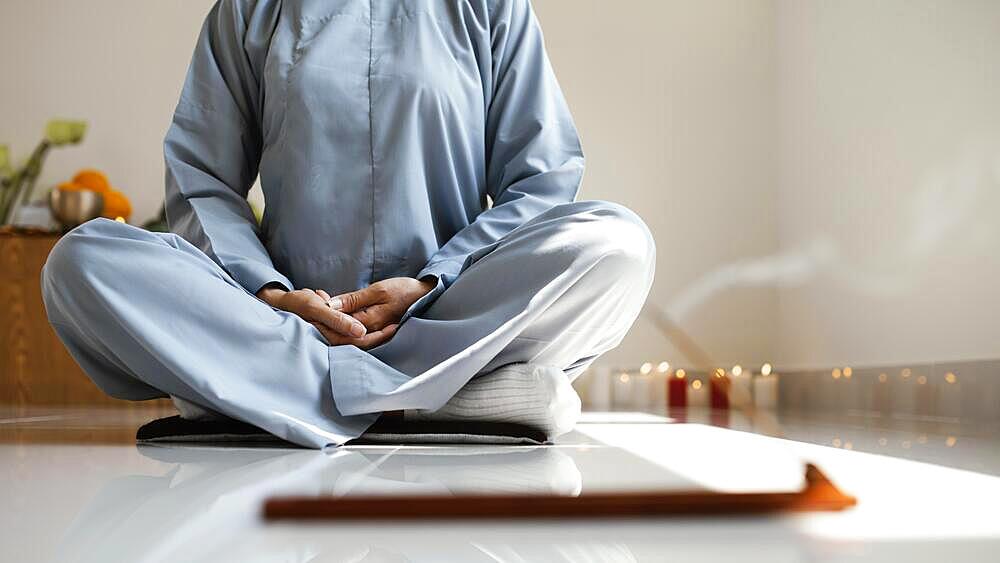 Front view woman meditating