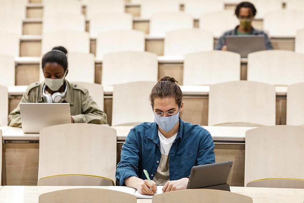 Young students attending class