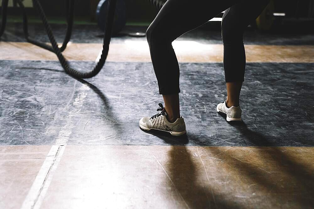 Leg view woman with rope