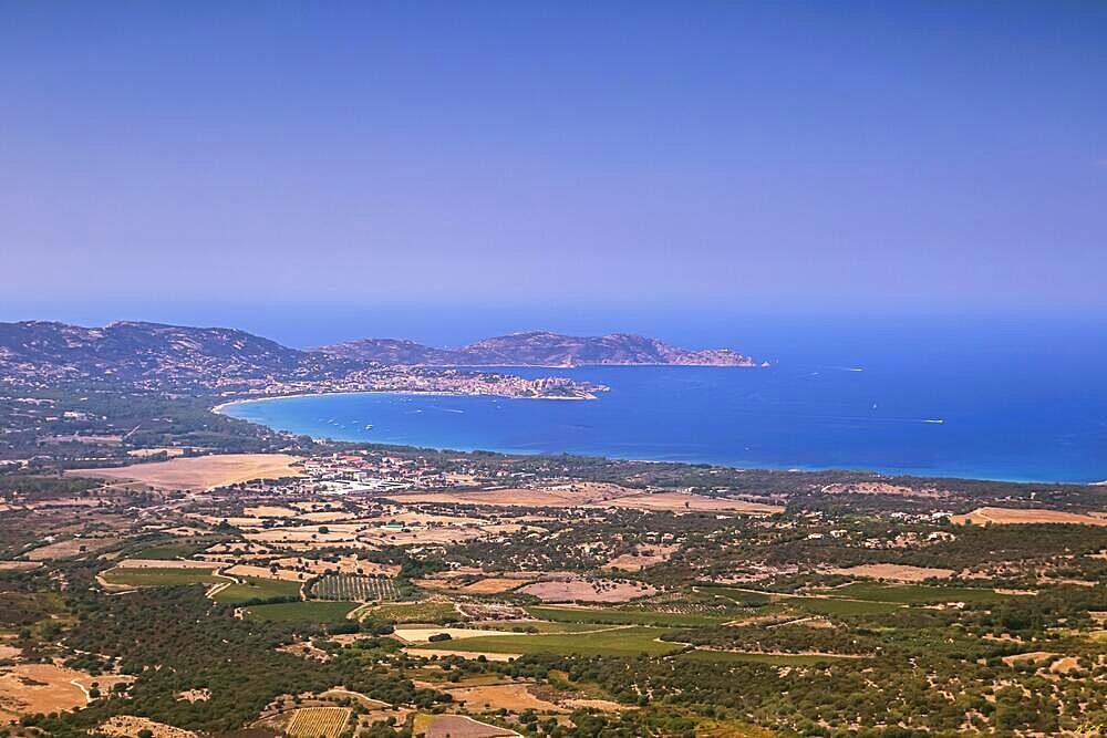 Wide view of the bay of Calvi on the northwest coast of Corsica France Europe