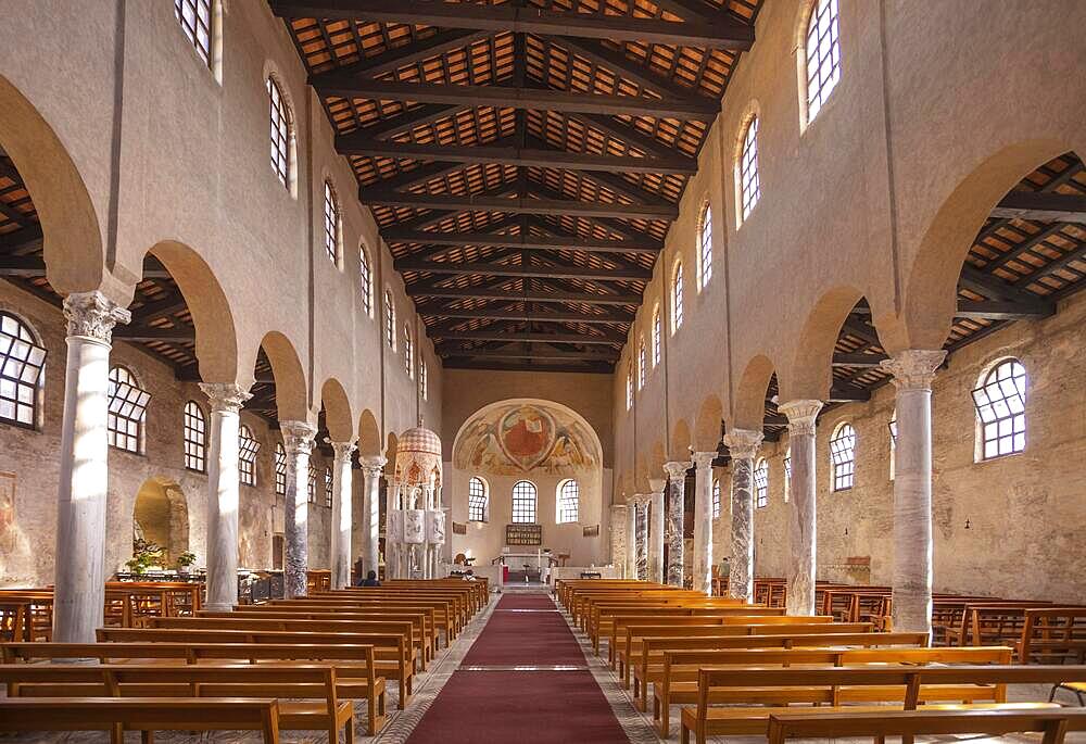 Interior of the Basilica di Sant Eufemia, ancient columns, Grado, Friuli Venezia Giulia, Italy, Europe