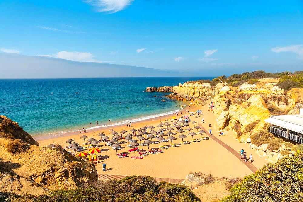 Beautiful beach on vacation at Praia da Mare das Porcas, Algarve, Albufeira. Portugal