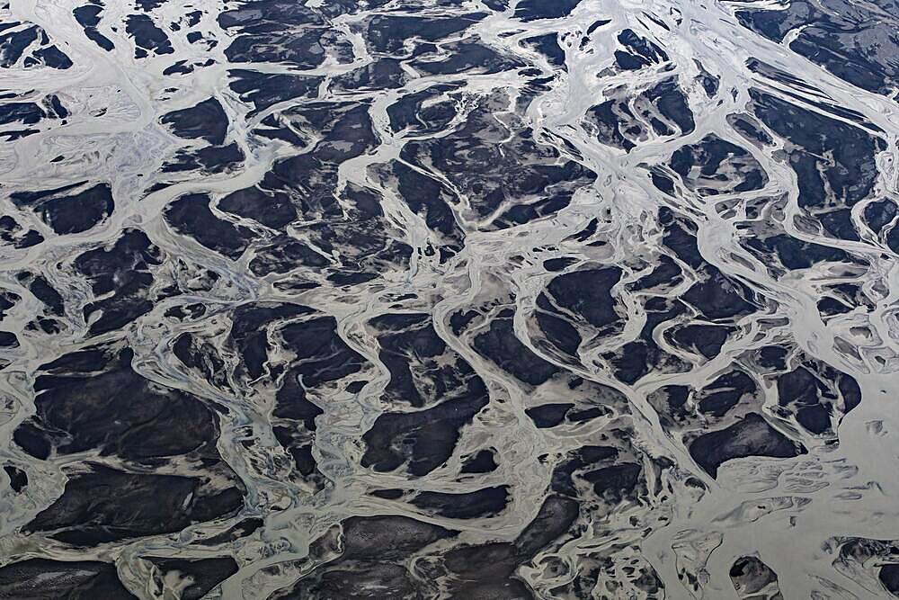 Aerial view Slims River Valley, Alaska Highway, Kluane Mountains, Yukon Territory, Canada, North America