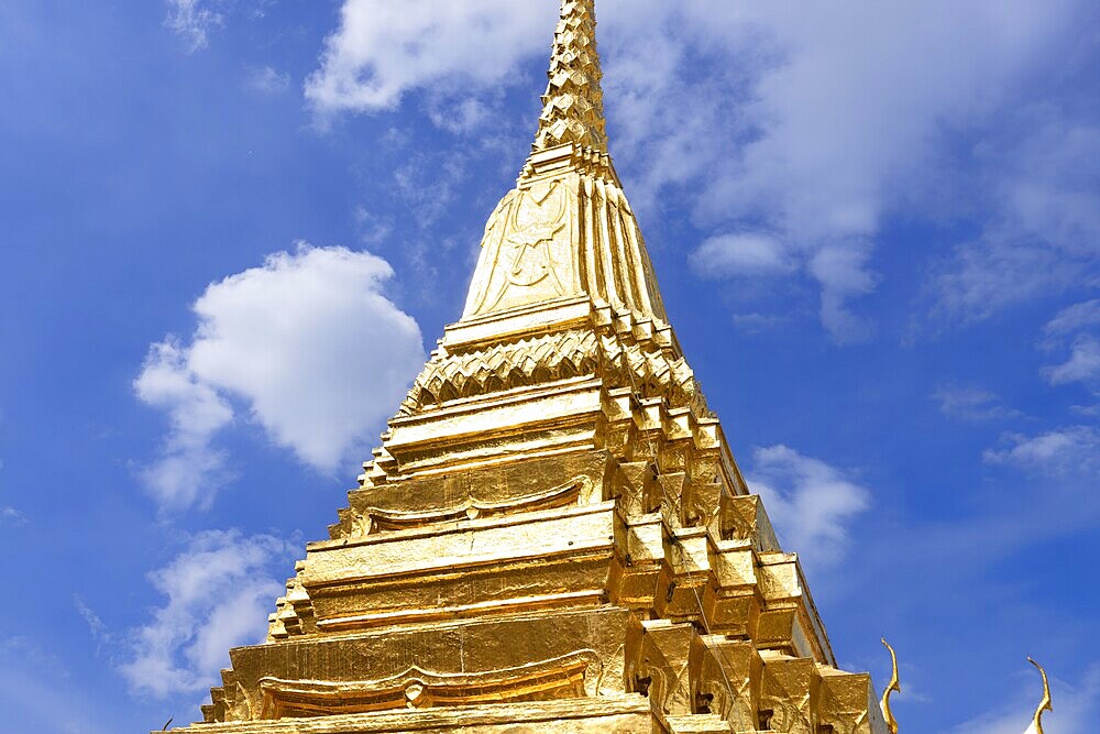 Scenic golden temple of emerald buddha Wat Phra Kaew in Bangkok, Thailand, Asia