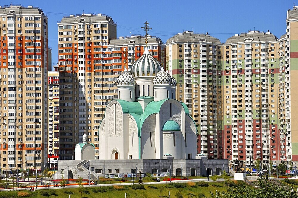 Krasnogorsk, Russia, July 24. 2021. Cathedral of the St. Nicholas at Zhivopisaya embankment, Europe