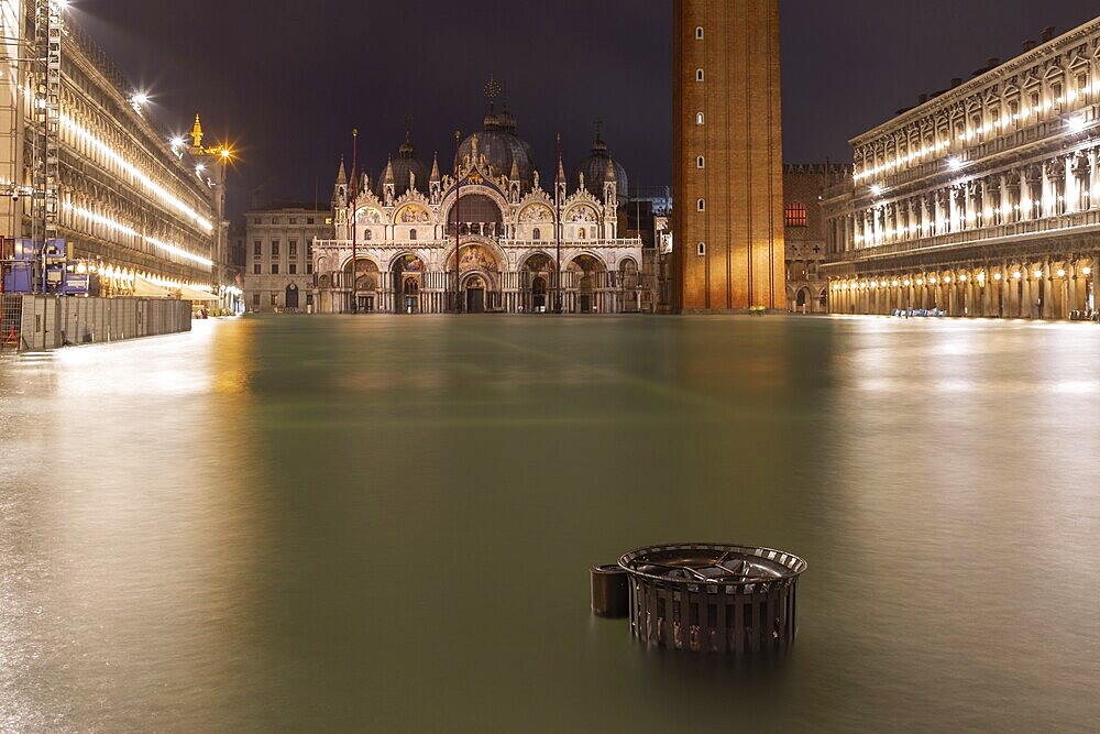 Flood, Acqua Alta, on St Mark's Square in Venice on 12 November 2019