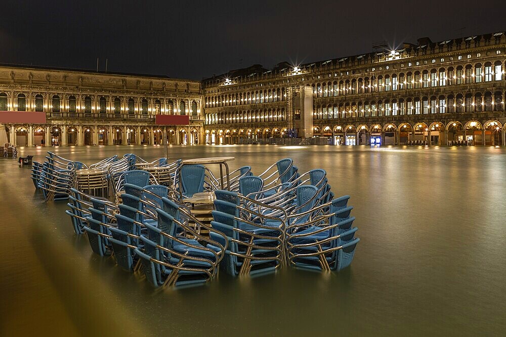 Flood, Acqua Alta, on St Mark's Square in Venice on 12 November 2019