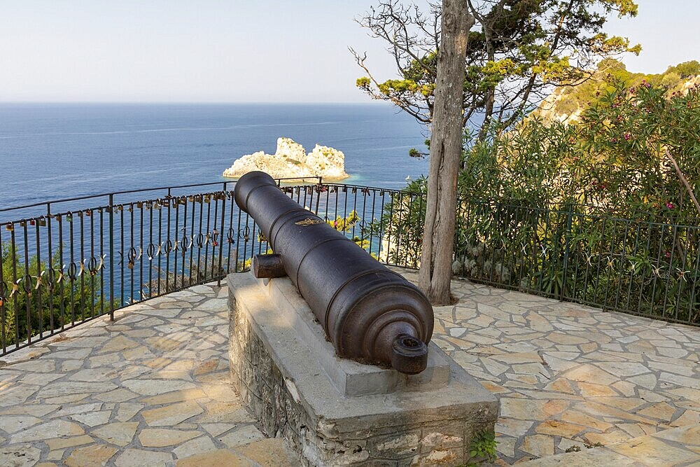 Old cannon in front of the Paleokastritsa monastery on Corfu