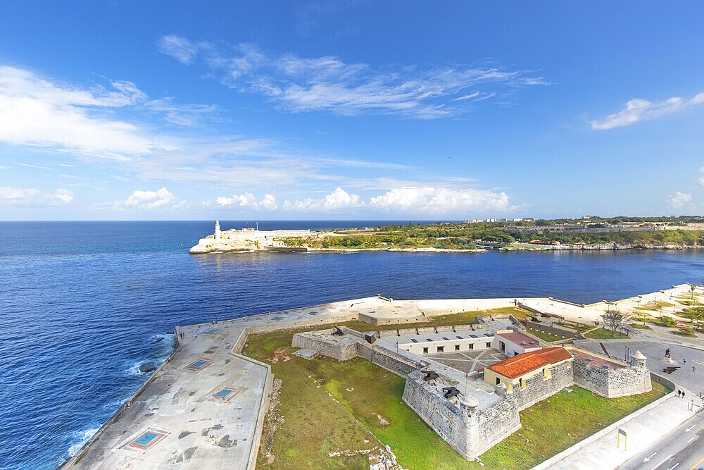 Famous Morro Castle (Castillo de los Tres Reyes del Morro), a fortress guarding the entrance to Havana bay in Havana, Cuba, Central America