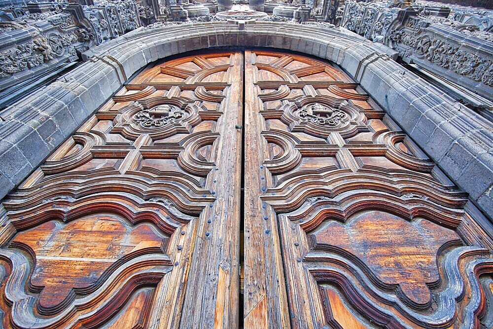 Scenic old churches in Zocalo, Mexico City